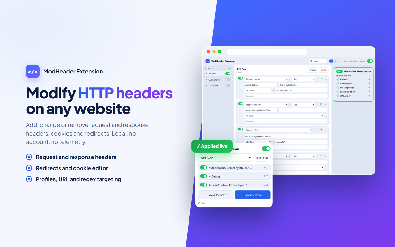 Modify HTTP headers on any website